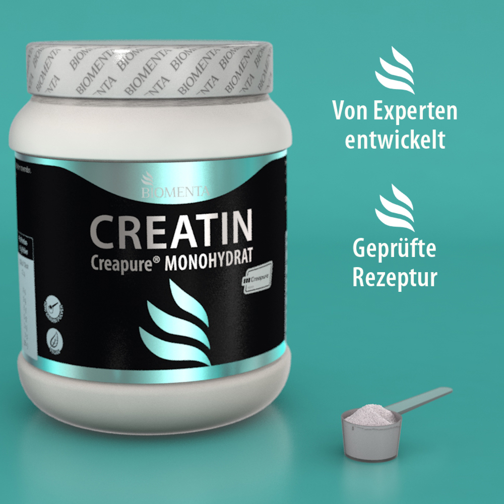 Creatin Monohydrat (Creapure®) – 1.000 g Pulver – vegan von BIOMENTA Creatin Monohydrat (Creapure®) – 1.000 g Pulver – vegan von BIOMENTA