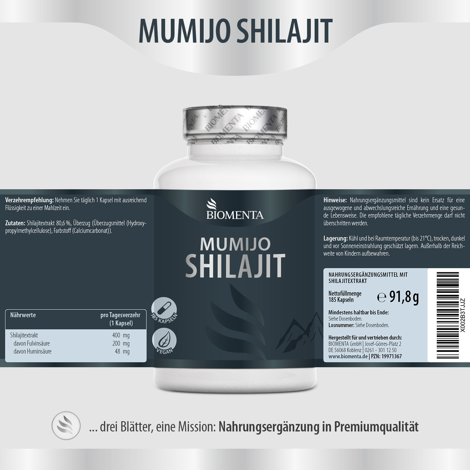 Hochwertige Mumijo Shilajit Komplex von BIOMENTA Hochwertige Mumijo Shilajit Komplex von BIOMENTA