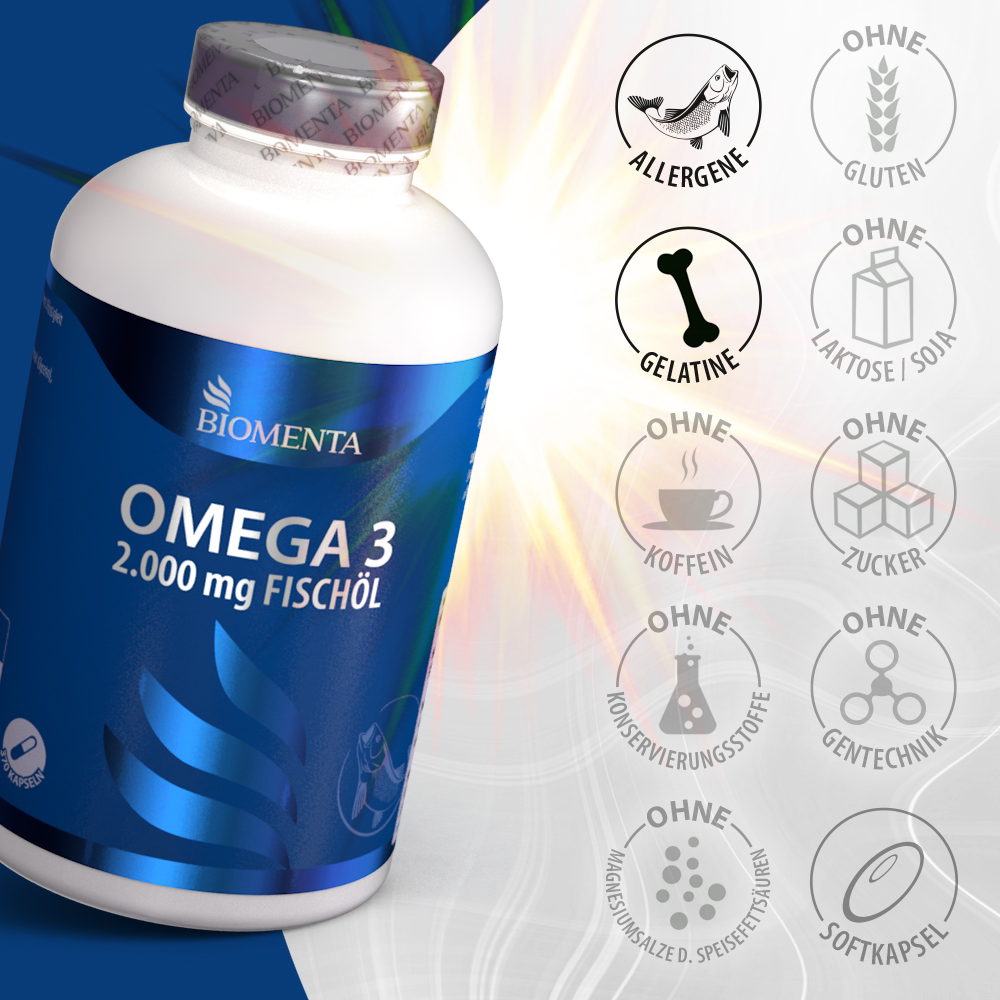 Hochwertige Omega 3 - 2.000 mg Fischöl von BIOMENTA Hochwertige Omega 3 - 2.000 mg Fischöl von BIOMENTA