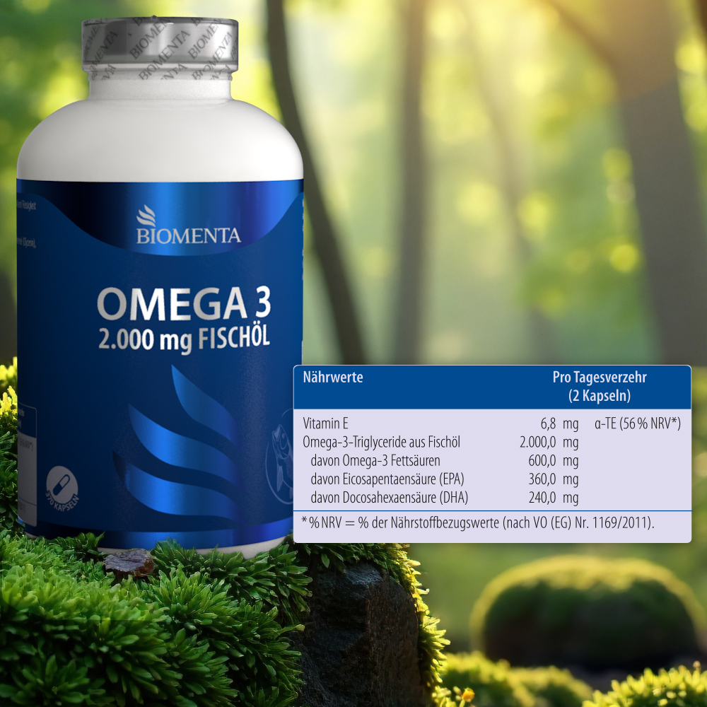 Hochwertige Omega 3 - 2.000 mg Fischöl von BIOMENTA Hochwertige Omega 3 - 2.000 mg Fischöl von BIOMENTA