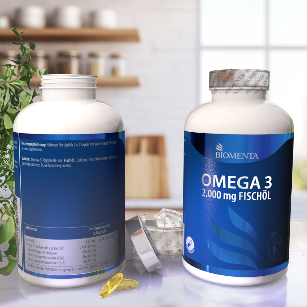 Hochwertige Omega 3 - 2.000 mg Fischöl von BIOMENTA Hochwertige Omega 3 - 2.000 mg Fischöl von BIOMENTA