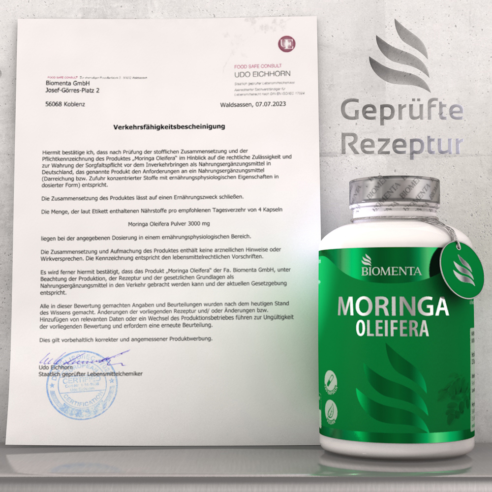 Moringa Oleifera – 225 vegane Kapseln - Premiumqualität von BIOMENTA Moringa Oleifera – 225 vegane Kapseln - Premiumqualität von BIOMENTA