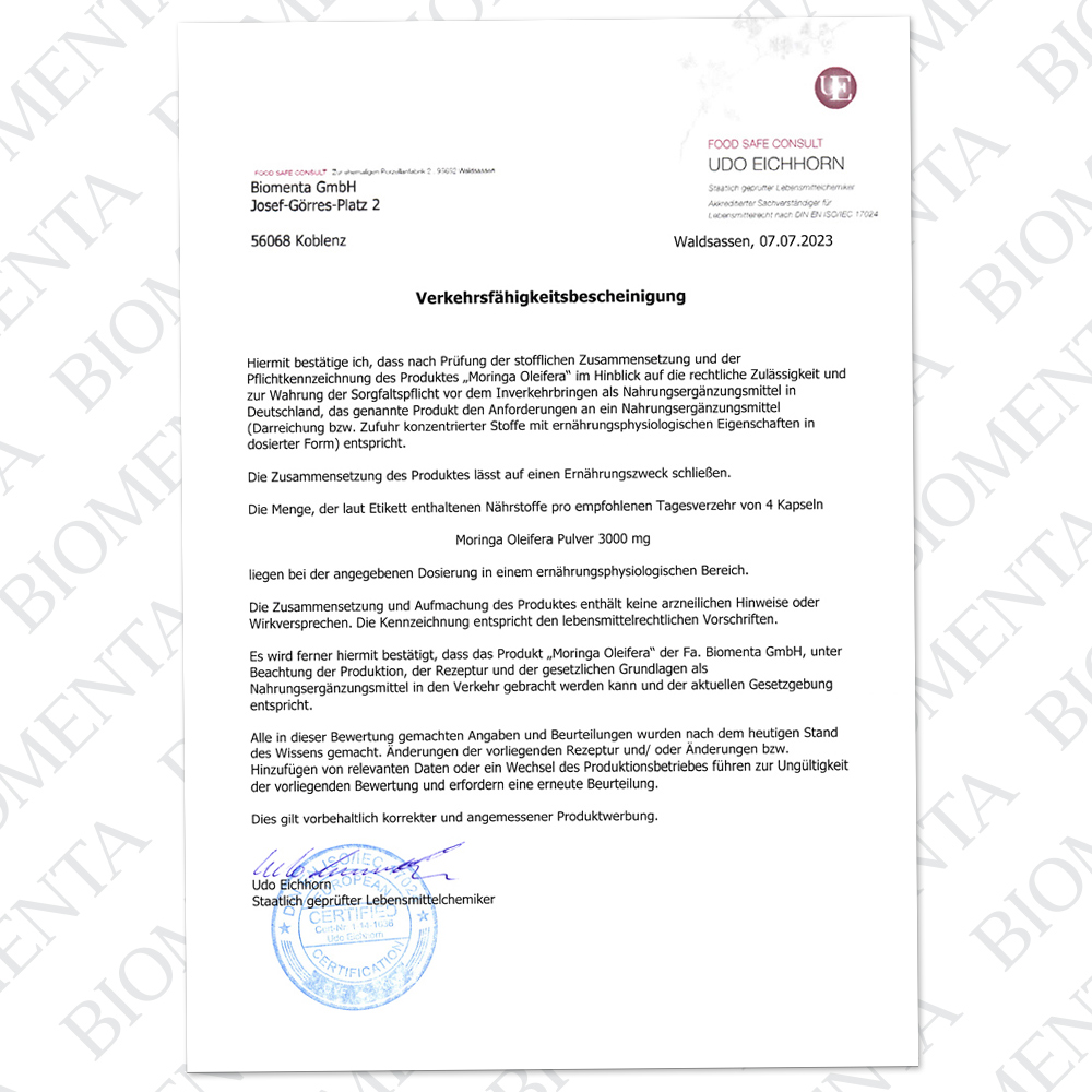 BIOMENTA Moringa Oleifera – 225 vegane Kapseln - Premiumqualität von BIOMENTA BIOMENTA Moringa Oleifera – 225 vegane Kapseln - Premiumqualität von BIOMENTA