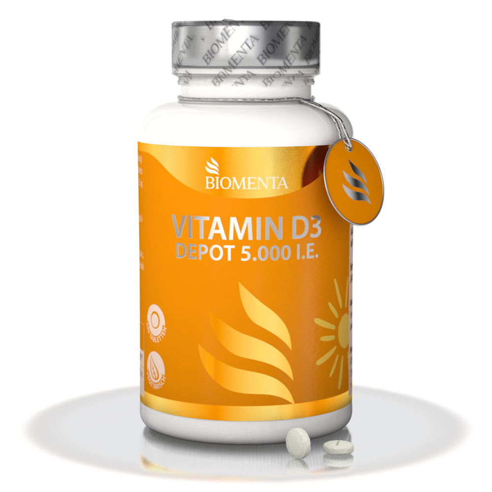 Vitamin D3 – 5.000 I. E. – 120 vegetarische Tabletten – BIOMENTA Vitamin D3 – 5.000 I. E. – 120 vegetarische Tabletten – BIOMENTA