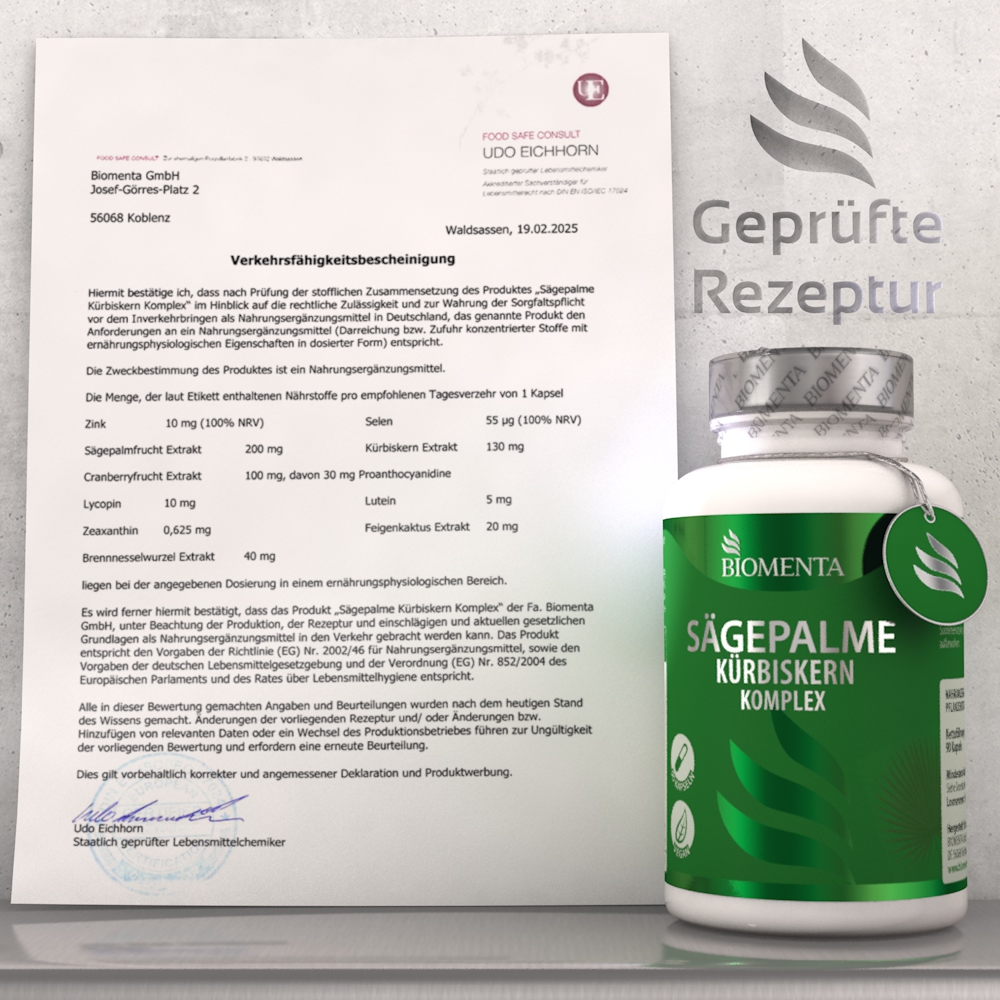 Kürbiskern Sägepalme Kapseln - Prosta Komplex - 90 Kapseln von BIOMENTA Kürbiskern Sägepalme Kapseln - Prosta Komplex - 90 Kapseln von BIOMENTA