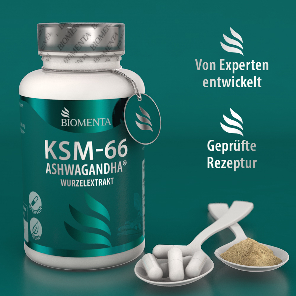 KSM-66 Ashwagandha ® Wurzelextrakt – 185 Kapseln – vegan von BIOMENTA KSM-66 Ashwagandha ® Wurzelextrakt – 185 Kapseln – vegan von BIOMENTA