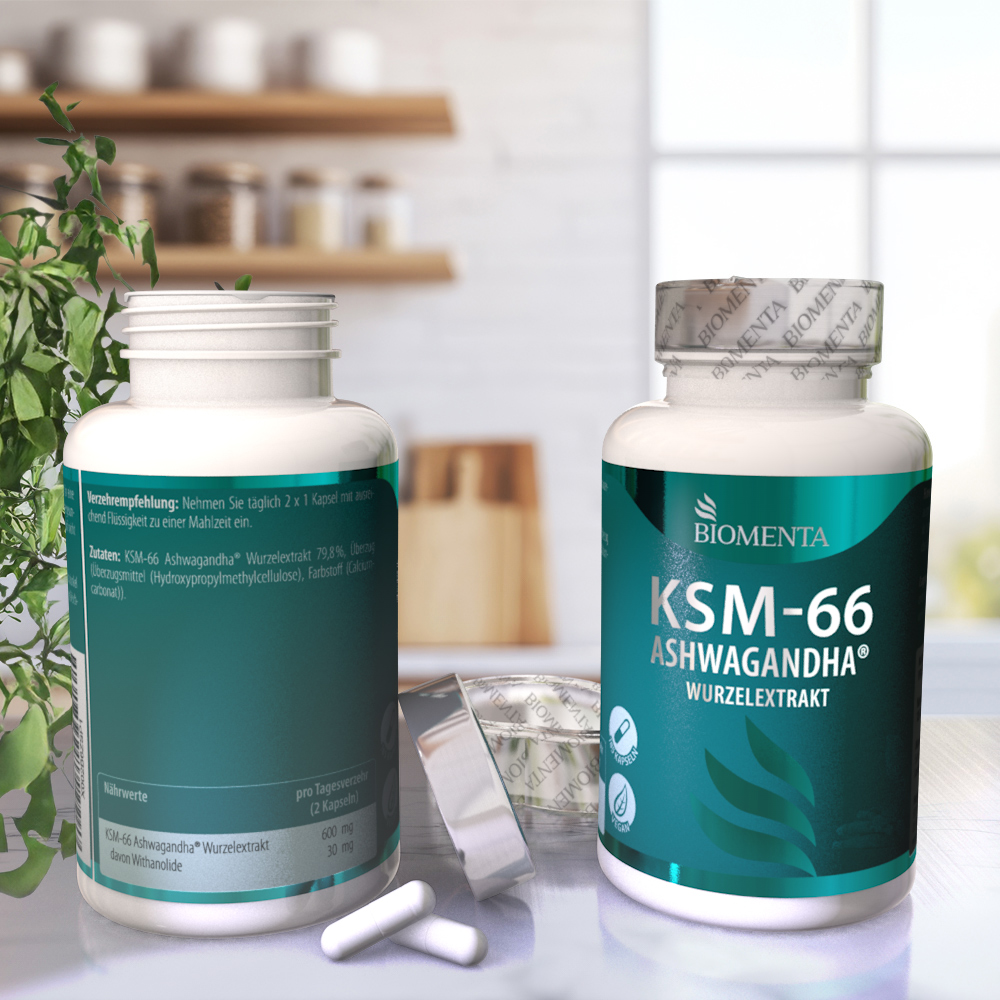 KSM-66 Ashwagandha ® Wurzelextrakt – 185 Kapseln – vegan von BIOMENTA KSM-66 Ashwagandha ® Wurzelextrakt – 185 Kapseln – vegan von BIOMENTA